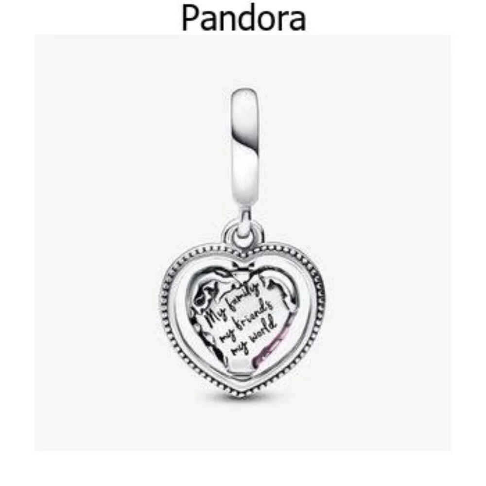 Authentic Pandora Family Spinning Heart Globe Dangle Charm